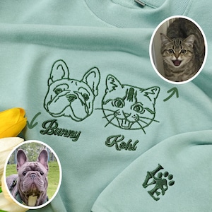 Custom Embroidered Pet Sweatshirts with Pet Photo and Name,Custom Embroidered Pet Sweatshirts,Gift for Dog Mom Dad,Custom Pet Gifts