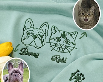 Custom Embroidered Pet Sweatshirts with Pet Photo and Name,Custom Embroidered Pet Sweatshirts,Gift for Dog Mom Dad,Custom Pet Gifts