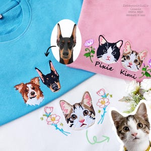 Custom Pet Embroidered Sweatshirt,Custom Dog Embroidered Hoodie,Personalized with Your Pet&#39;s Photo,Gift For Her,Custom Gifts For Dog Owners