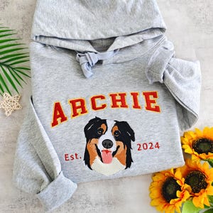 Custom Embroidered Varsity Pet From Your Photo Sweatshirt,Custom Embroidered Pet Hoodie,Dog Mom Sweater,Custom Gifts For Dog Owners