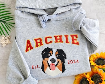 【GRAVER】22FW★ Yellow Boots Puppy Embroidery Sweatshirt Varsity Custom Embroidered Dog Sweatshirt | Custom Dog