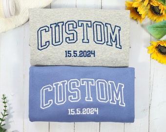 Felpa personalizzata ricamata, felpa girocollo college personalizzata, felpa con cappuccio personalizzata, felpa di squadra personalizzata, felpa universitaria, regalo personalizzato