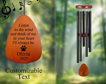 Carillón de viento personalizado para mascotas, regalo grabado para recordar la pérdida de una mascota, letrero conmemorativo de perro y gato para exteriores para jardín, regalos conmemorativos para mascotas