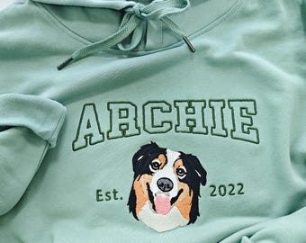 Custom Embroidered Pet Sweatshirts with Pet Photo and Name,Personalised Embroidered Pet Sweatshirt,Custom Gifts For Dog Owners