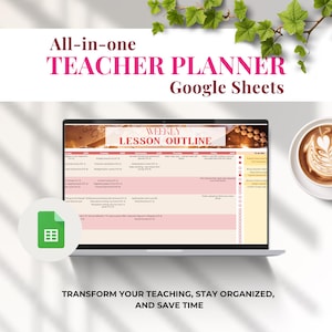 Digital Teacher Planner Google Sheets | Lesson Organizer & Student Tracker | Homeschool and Classroom Plan Template Spreadsheets