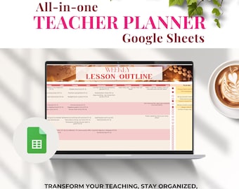 Digital Teacher Planner Google Sheets | Lesson Organizer & Student Tracker | Homeschool and Classroom Plan Template Spreadsheets
