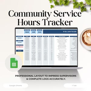 Community Service Hours Log Sheet | Volunteer Hour Tracker Spreadsheet | Humanitarian Work & Helping Community Record