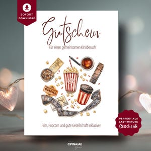 Printable Gift Voucher Cinema Visit | Last Minute Gift | PDF Download | Movie Night Ticket | Gift For Her | Gift For Him