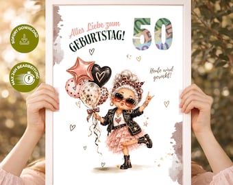 50th Birthday Gift for Her, Creative Money Gift Idea, Funny Rockstar Gift for Grandma or Mama