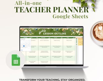 Digital Teacher Planner Google Sheets | Aesthetic Lesson Organizer & Student Tracker | Homeschool and Classroom Plan Template Spreadsheets