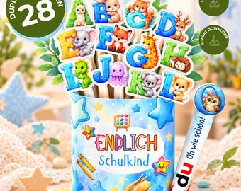 Duplo Banderole Einschulung Junge, Kita-Abschied Geschenk Schulkind, Schulanfang Vorlage zum Ausdrucken, DIY Geschenk Schultüte