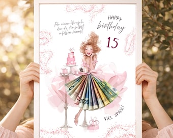 15th Birthday Money Gift | Gift Money Dress, Birthday Money Card, Cash Gift for Teen, DIY Last Minute Birthday Gift