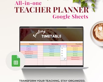 Google Sheets Teacher Planner | Digital Teacher Planner | Teacher Classroom tracker | Homeschool Lesson Planner | Teaching Spreadsheet