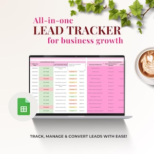 Lead Tracker Spreadsheet | Sales Pipeline | Google Sheets Client Follow-Up | Business Lead Manager | Small Business Coaches Realtors CJPI139