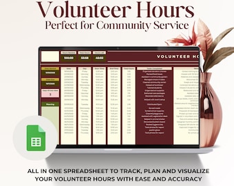Volunteer Hour Log Spreadsheet | Community Service Log | Student Volunteer Hours Log | Google Sheets Tracker for Service Projects
