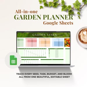 Garden Planner Google Sheets | Gardening Checklist & Plant Tracker | Digital Garden Journal and Budget Spreadsheet | Garden Guide