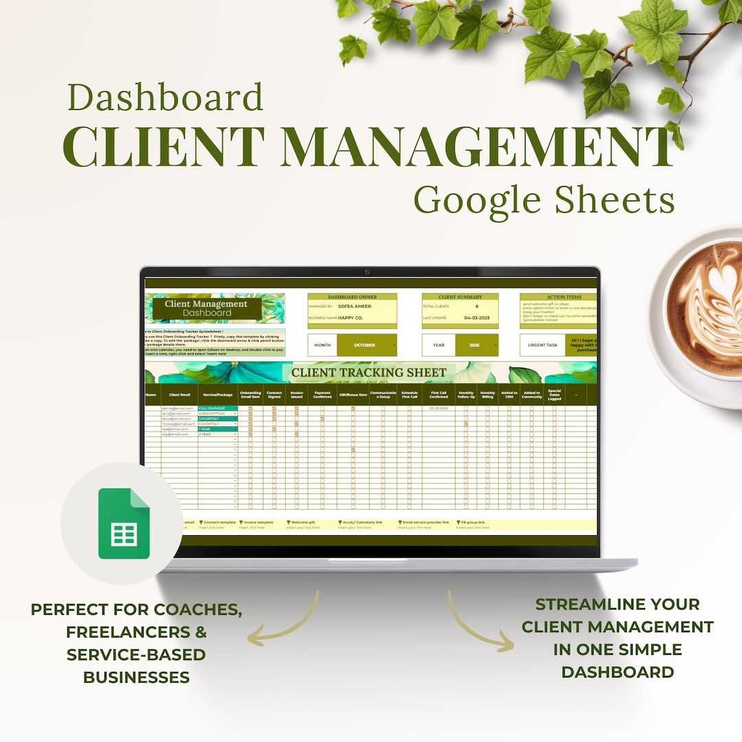 Therapy Client Management Spreadsheet | Client Tracker CRM Dashboard ...