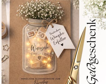 Wish Fulfiller Money Gift Jar Template PDF | DIY Cash Gift Packaging Printable | Birthday Wedding Baptism Money Holder | Instant Download