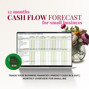 12 Month Cash Flow Forecast Excel Template | Cash flow Statement, Cashflow Projection, Cash flow Analysis, Small Business Income & Expense