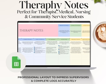 Notizblätter für Therapeuten, Therapie-Arbeitsblatt-Notizvorlage Notizbuch, Counseling-Notizen, Notizen zur psychischen Gesundheit, Google Sheets für Gesundheitsanbieter