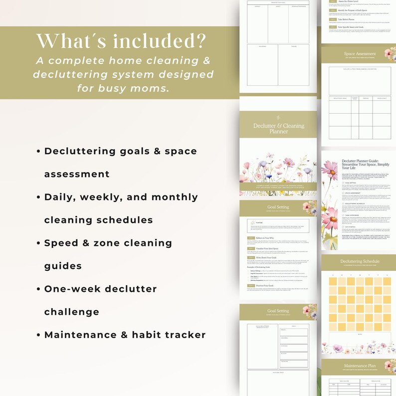 ADHD Cleaning Planner Printable for Busy Moms Weekly House Chores ...