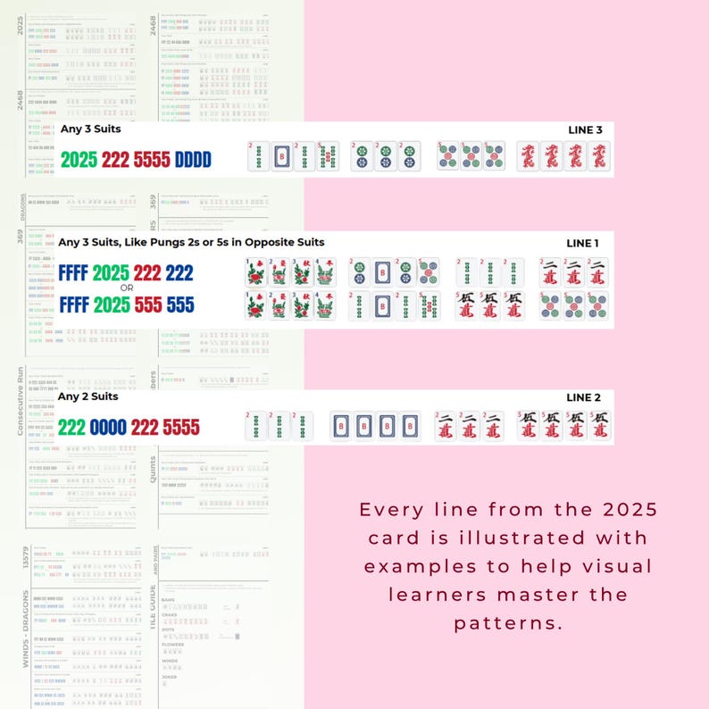 Mahjong 2025 Printable Cheat Sheet Practice, American Mahjong Guide ...