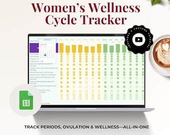 Women’s Wellness Cycle Tracker Spreadsheet | Period, Symptom & Sleep Habit Planner | Self-Care Google Sheets
