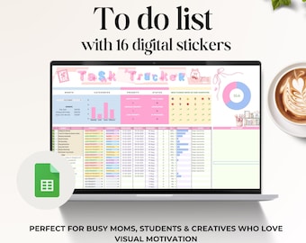 To-Do List Spreadsheet | Task Planner Google Sheets | Daily Weekly Task Tracker | To Do Checklist Template with Digital sticker