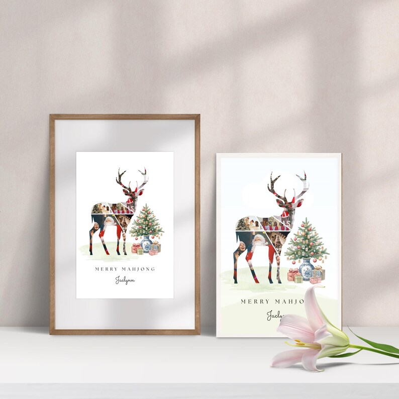 Mahjong Christmas Collage Frame Editable Canva Template Mahjong Christmas Collage Frame Editable Canva Template