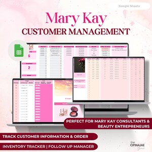 Mary Kay Planner Google Sheets | Lead Client Tracker & Direct Sales CRM | Aesthetic Digital Organizer for Network Marketing and Productivity