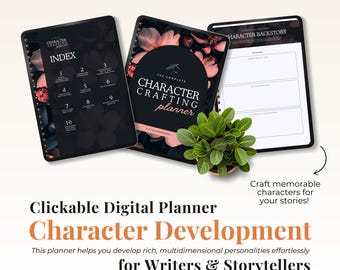 Author Planner Character Development Planner | Interactive Workbook for Writers and Novelists | Fillable PDF Compatible with GoodNotes