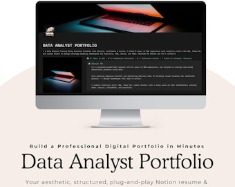 Data Analyst Notion Portfolio | Editable Digital resume & Project showcase | CV for Freelancer, Virtual Assistant, Analyst and job seeker