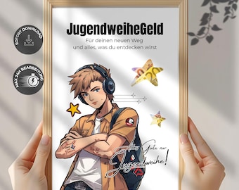 Coming-of-Age Money Gift for Boys | Skateboard Teen Comic Printable | A4 DIY Cash Gift Template | Teen Boy Gift Idea | Editable PDF