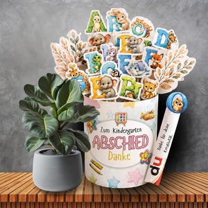 Erzieherin Geschenk zum Kindergartenabschied mit Duplo Banderolen und Schokolade, persönliches Kindergarten Danke Geschenk