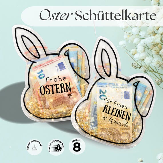 Schüttelkarte Ostern Geldgeschenk Vorlage Oster Gutschein Verpackung zum Ausdrucken  Wunscherfüller Druckvorlage Geldverpackung Mitbringsel