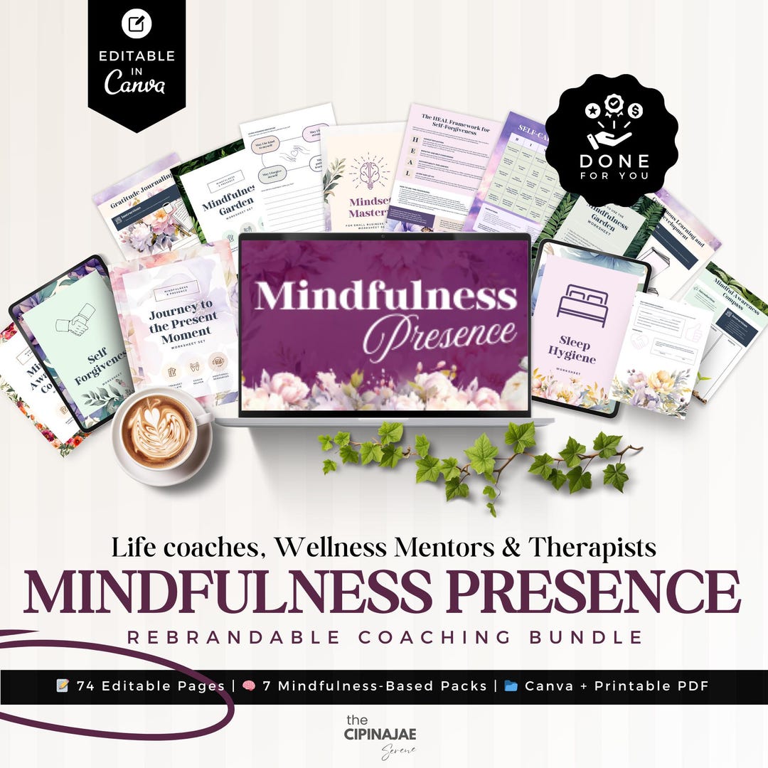 Done for You Mindfulness Coaching Bundle | 74 Editable Canva Pages ...