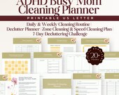 ADHD cleaning planner bundle pdf editable canva Home cleaning schedule Weekly Monthly Yearly Cleaning Checklist Declutter Family Chore Chart