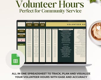 Volunteer Hour Log Spreadsheet | Community Service Log | Student Volunteer Hours Log | Google Sheets Tracker for Service Projects