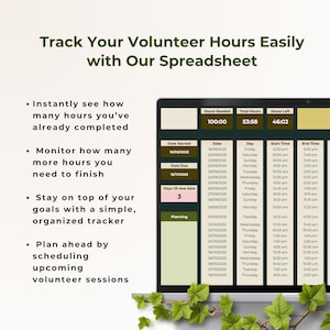 Volunteer Hour Log Spreadsheet | Community Service Log | Student ...