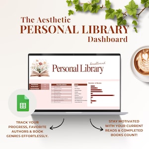 Aesthetic Personal Library Tracker Google Sheets, Digital Book Organizer, Reading Log Planner, Collection Spreadsheet, Gift for Book Lovers