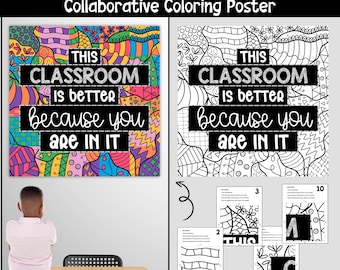 Back to school collaborative poster, Coloring page, Classroom community building, belonging, Bulletin board, Art project, Classroom decor
