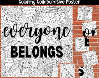 Dzień harmonii plakat do kolorowania, plakat „Everyone Belong”, tablica ogłoszeń, projekt artystyczny do klasy, kolorowanki, do wydrukowania dla dzieci