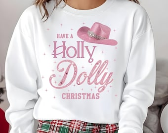 Have a Holly Dolly Christmas PNG Sublimation Design, Cowgirl Christmas PNG, Digital Download