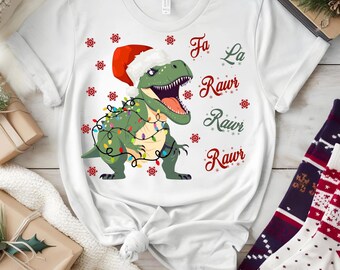 クリスマス恐竜PNG、サンタ帽をかぶった歌う恐竜、T-Rex PNG、クリスマスの雰囲気、昇華デザイン、デジタルダウンロード、メリークリスマス