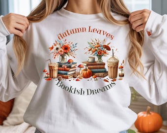 Gezellig seizoen PNG, herfstbladeren leesgrage dromen, herfstcoquette PNG, boekenliefhebbers PNG, sublimatieontwerp, digitale download, Autumn Vibes