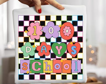 Distressed Retro 100 Days of School PNG, 100th Day, Sublimation Design, Digital Download