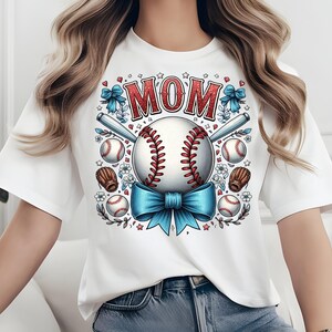Coquette Baseball Mom PNG, Coquette Blue Glitter Bow png, Baseball Mama PNG, Baseball Sublimation Design, Digital Download, Sports MOM