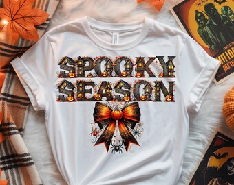 Spooky Season Halloween PNG, Haunted House Halloween Alphabet, Coquette Halloween Bow, Sublimation Design, Digital Download, Happy Halloween