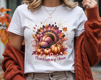 Vibraciones de Acción de Gracias PNG, Pavo de Acción de Gracias iridiscente PNG, Camiseta del Día de Acción de Gracias, Diseño de sublimación, Descarga digital, Feliz Día de Acción de Gracias