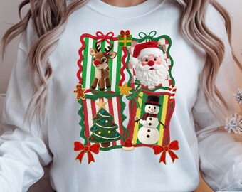 Faux Yarn Christmas Crochet Coquette Stamp PNG Sublimation Design, Holiday Digital Download